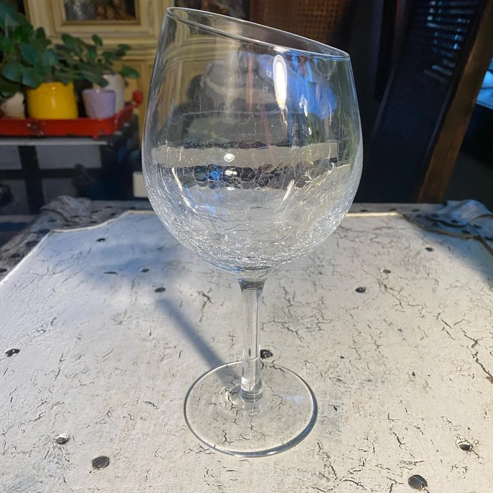 Pier 1 Crackle Angled Red Wine Goblet 18 oz
